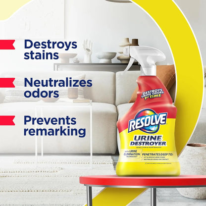 Pet Urine Destroyer Spray - Advanced Stain & Odor Eliminator for Cats & Dogs, Carpet Cleaner Solution, 32oz