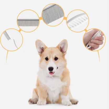 Stainless Steel Flea Comb for Dogs And Cats Portable Hair Removal Brush with Dense Teeth Universal Pet Grooming Cleaning Tool