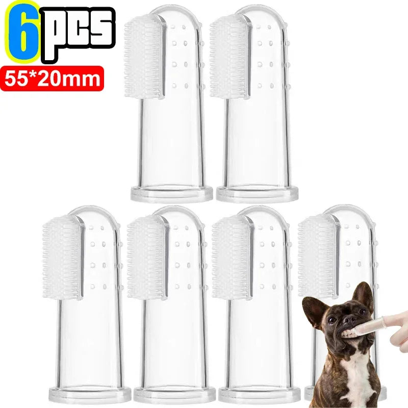 Silicone Soft Pet Finger Cuff Toothbrushes Dog Brush Bad Breath Tartar Teeth Care Tool Cat Cleaning Scrub Silicagel Pet Supplies