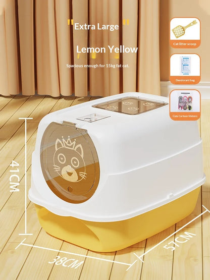 Automatic Self Cleaning Cat Litter Box Covered Closed Large XXL Anti Splash Odor Control Dust Free Easy Clean Privacy Hood Mat