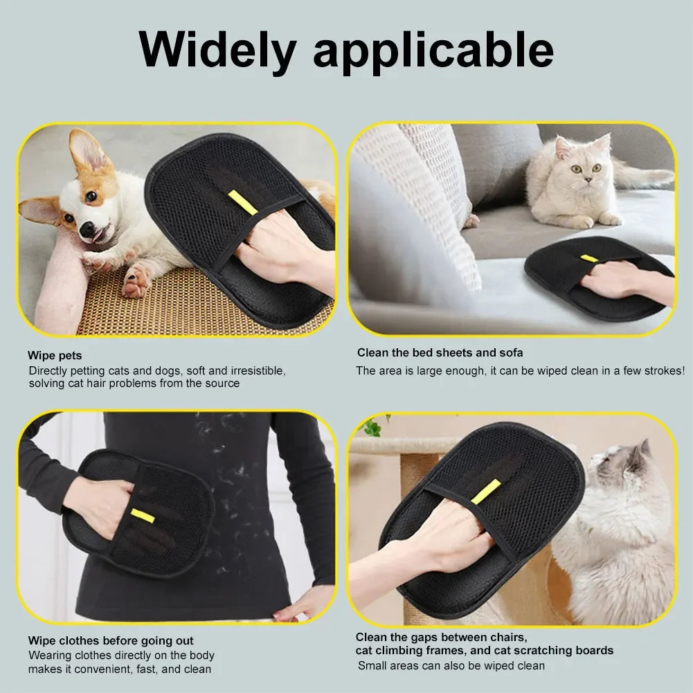 Pet Hair Removal Gloves Static Free Bidirectional Brushing Grooming Tool for Dog Cat Sofa Carpet Clothes Cleaning